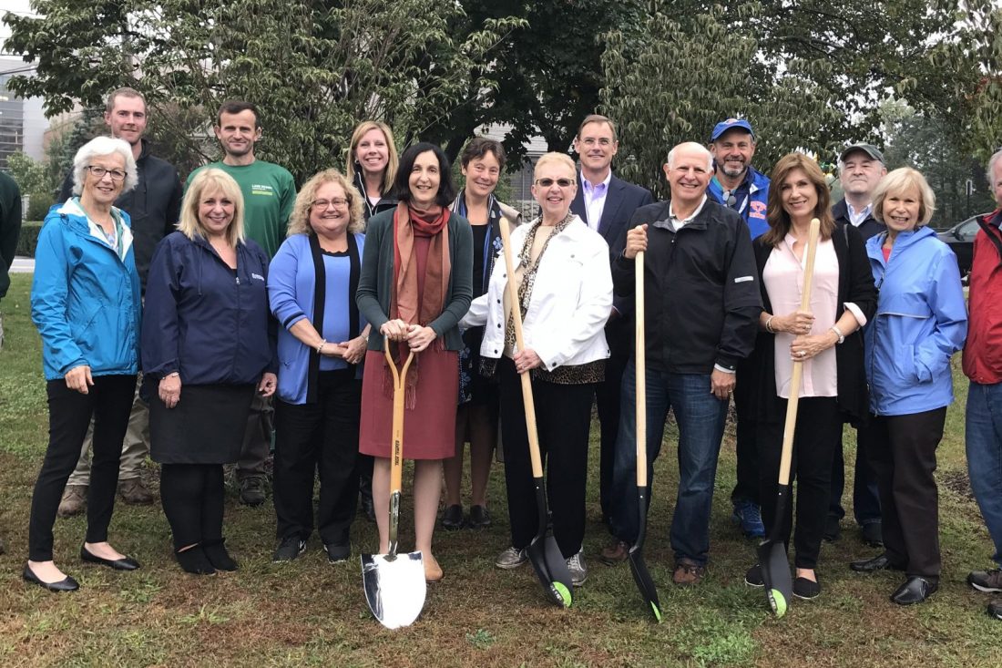 Earth moves at Waban Common Groundbreaking.
